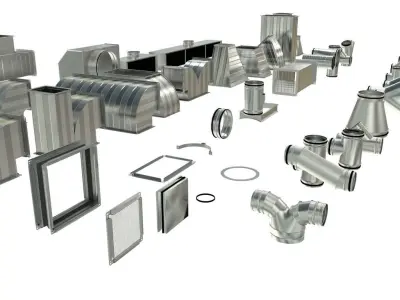 High Detail Stainless Ventilation Set 57 Parts 3D model