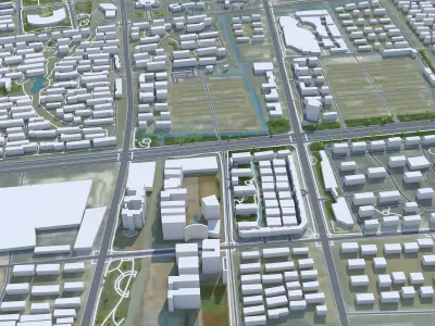 Jiaxing Zhejiang China 90km Low-poly 3D model