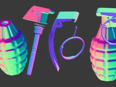 MK2 Hand Grenade With Part Low-poly 3D model