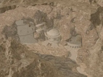Ancient Cave Ruins Environment Partially Destroyed Temple 3D model