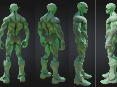 Alien Humanoid Games Sci Fi Low-poly 3D model