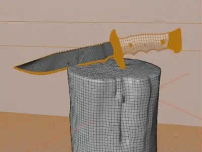 Combat knife Low-poly 3D model 5