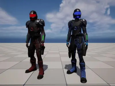 Tech Costume and props for Manny and Quinn Characters 3D model