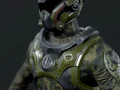 SCI-FI soldier Low-poly 3D model