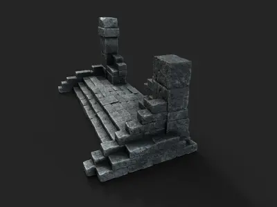 Old Stairs Low-poly 3D model