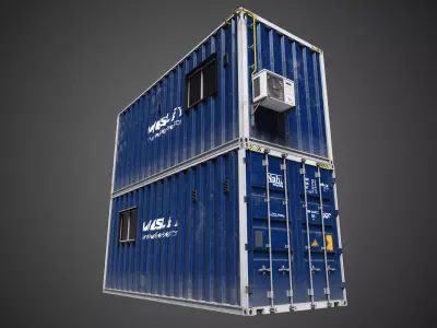  Stacked Construction Site Container Office Industrial Prop Low-poly 3D model