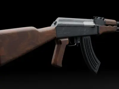 Ak 47 Low-poly 3D model 8