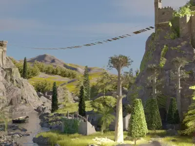 medieval castle scene made in blender 3D model