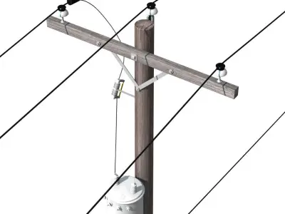 Accurate Utility Pole with Transformer 3D model