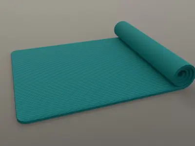 PBR Yoga Mat - Tiffany Blue Low-poly 3D model
