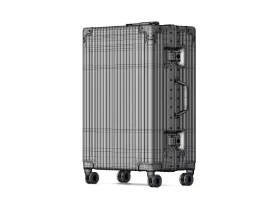 Industrial Ribbed Hard-Shell Suitcase Realistic Travel Luggage Low-poly 3D model