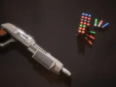 Sci-fi Futuristic Combat Shotgun Low-poly 3D model