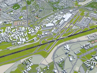 Lisbon Portela Airport 10km Low-poly 3D model