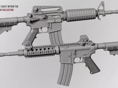 AR15 M4A1 Modular Pistol Grip A2 Customizable Low-poly 3D model