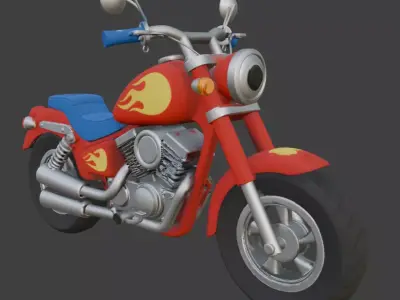 Cartoon Red Chopper Motorcycle 3D Model 3D model buy