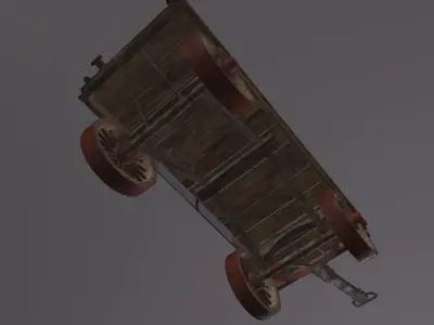 Wooden cart 3D Model Low-poly 3D model
