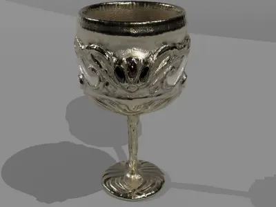  golden wine cup Free low-poly 3D model