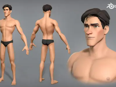Cartoon male character Scott base mesh 3D model