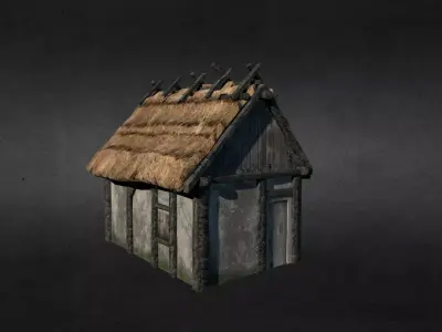 Medieval house Low-poly 3D model 16