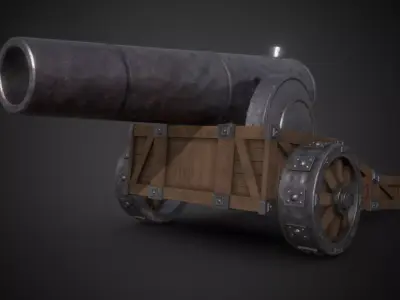 Cannon Low-poly 3D model 5