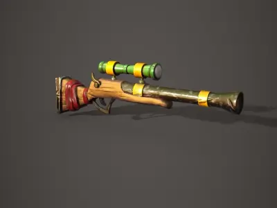Stylized Rifle Gun Low-poly 3D model