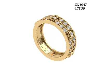 Solitaire Wedding Band 3D print model 14