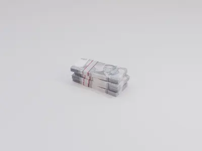 1000 Austrian Schilling Currency Low-poly 3D model