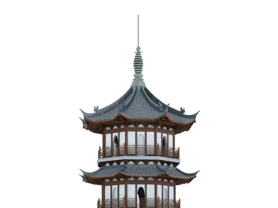Chinese tower  Low-poly 3D model