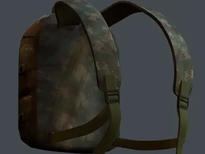 Backpack military combat Black baggage Low-poly 3D model get