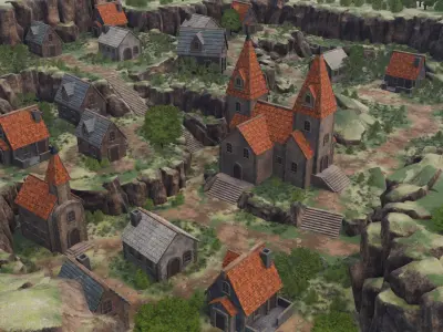 Hillside Village 3D model shop