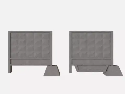 Concrete Fence 2 types Low-poly 3D model