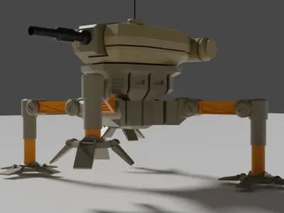 Animated walking robot tank in Blender 3D model