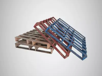 Wood Pallet Low-poly 3D model 5
