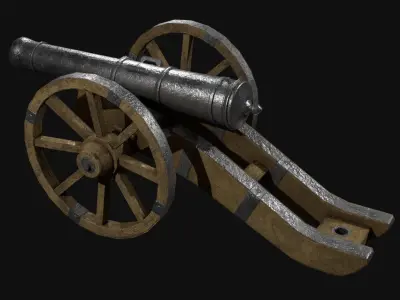Field cannon 17th century Low-poly 3D model
