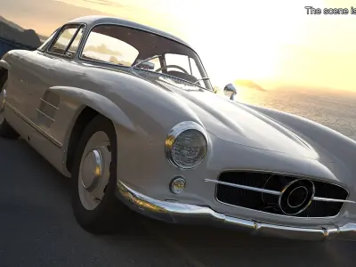 Vintage Collector Sports Car White Rigged for Cinema 4D 3D model