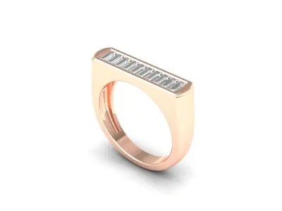 Baguette Stone Ring 3D print model