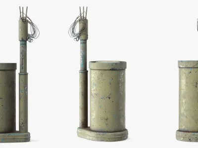 World War II M2 Anti Personnel Mine with Detonator and Wires Yellow 3D model