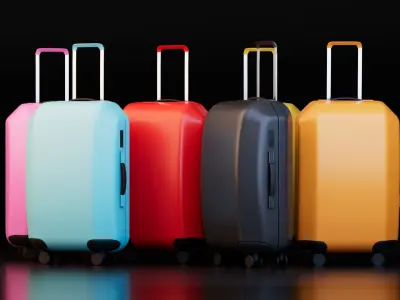 Hard Shell Travel Suitcase Collection 3D model