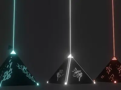 Light beam pyramids 3D model
