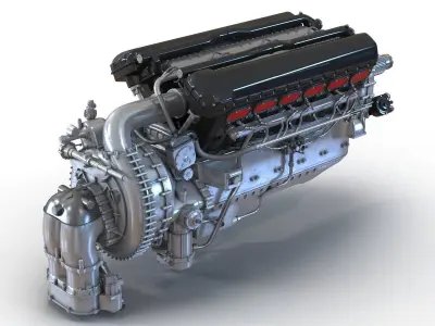 Old Piston Aero Engine 3D model