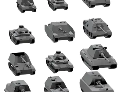 Lowpoly models of german tanks 3D model