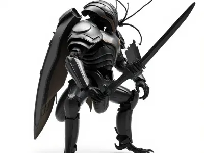 Armored Insect Warrior Model Pack with Sword and Shield Low-poly 3D model