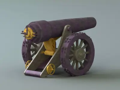 cannon gun weapon artillery war defence stylized pirate old  3D model