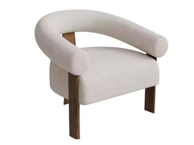 Curved Back Wishbone Chair Low-poly 3D model