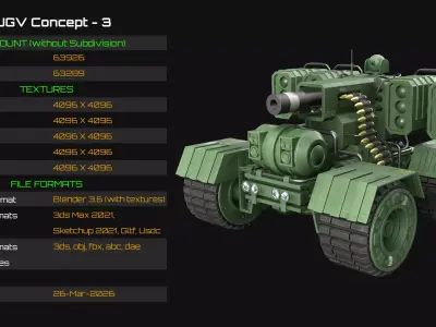 UGV Concept-3-Green-Clean Low-poly 3D model