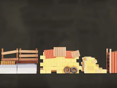 Urban trash Props Apocalypse Low-poly 3D model