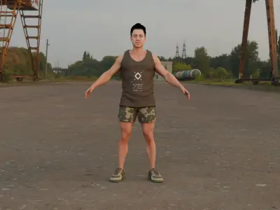 Male Character with Military Inspired Outfit Low-poly 3D model