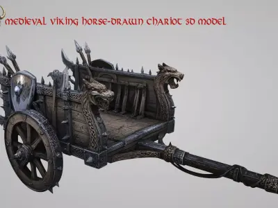 Medieval Viking horse-drawn chariot 3D model Low-poly 3D model purchase
