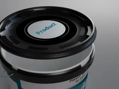 Plastic Paint Bucket  3D PBR Model with Safety Lid  3D model