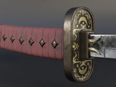 Katana samurai sword 3D model